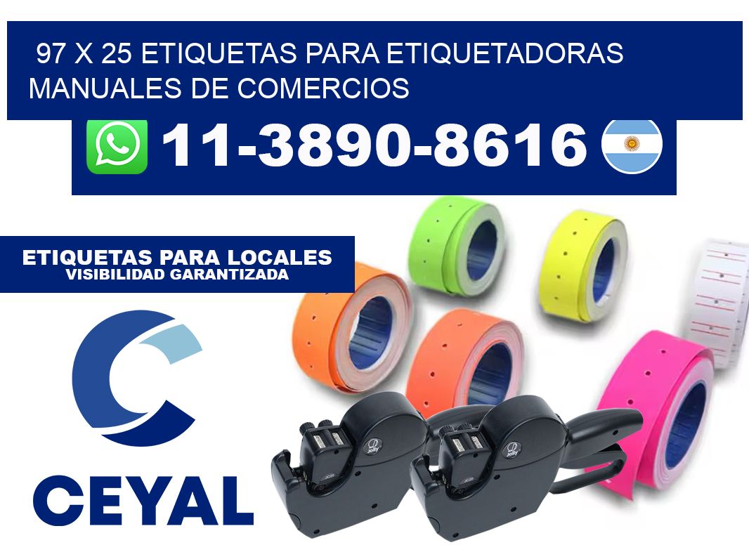 97 x 25 etiquetas para etiquetadoras manuales de comercios