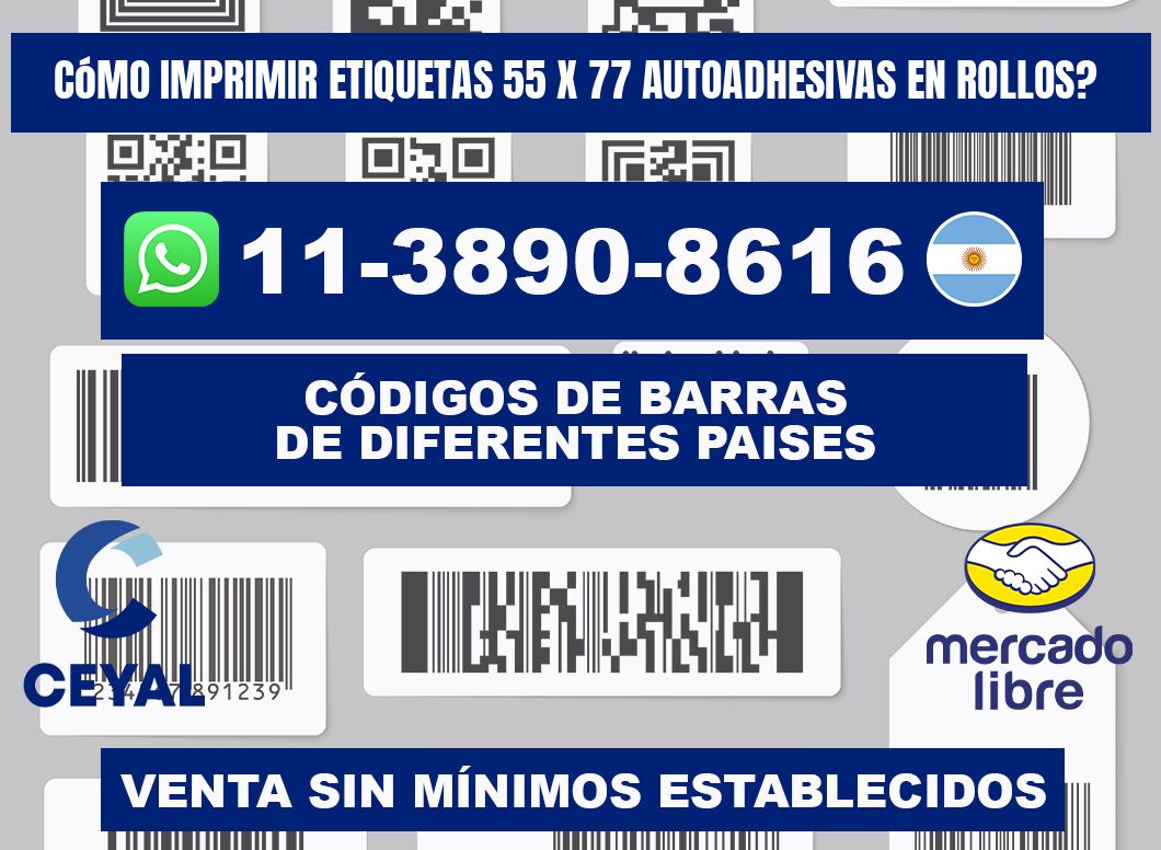 Cómo imprimir etiquetas 55 x 77 autoadhesivas en rollos?
