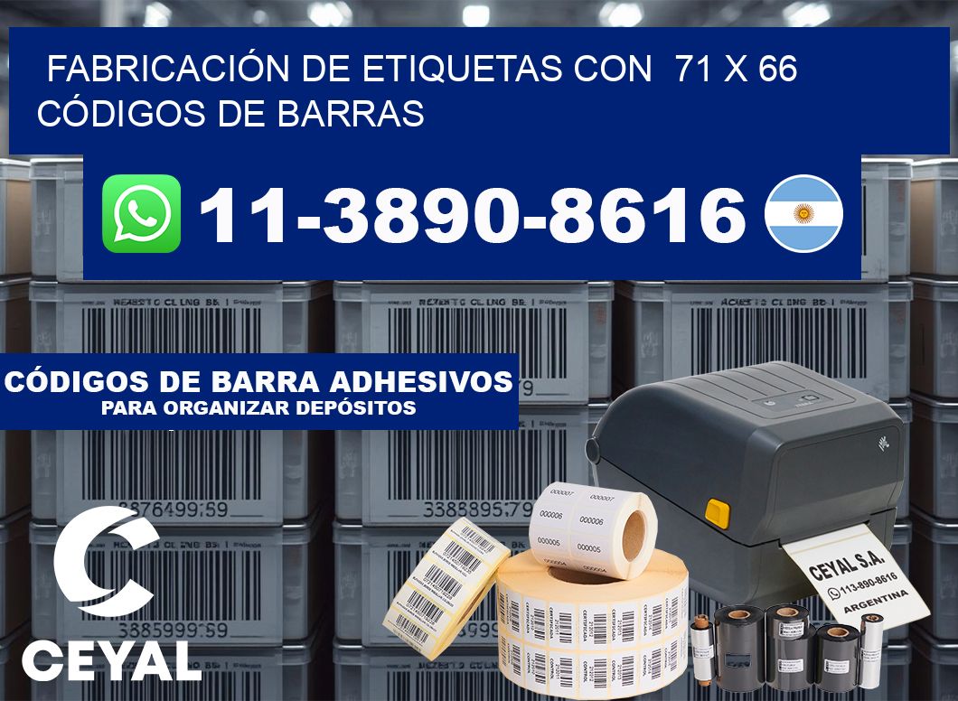 FABRICACIÓN DE ETIQUETAS CON  71 x 66 CÓDIGOS DE BARRAS