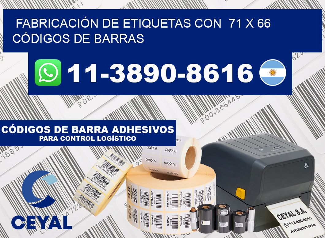 FABRICACIÓN DE ETIQUETAS CON  71 x 66 CÓDIGOS DE BARRAS