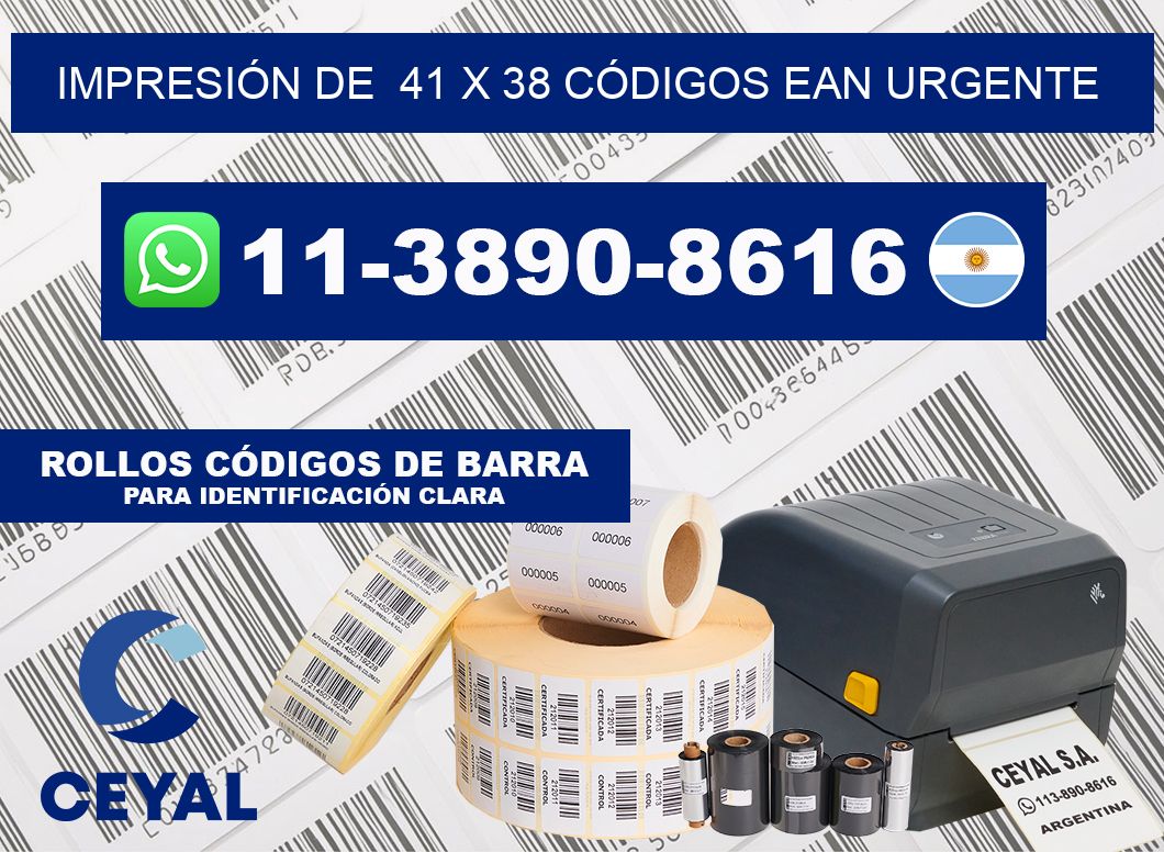 IMPRESIÓN DE  41 x 38 CÓDIGOS EAN URGENTE