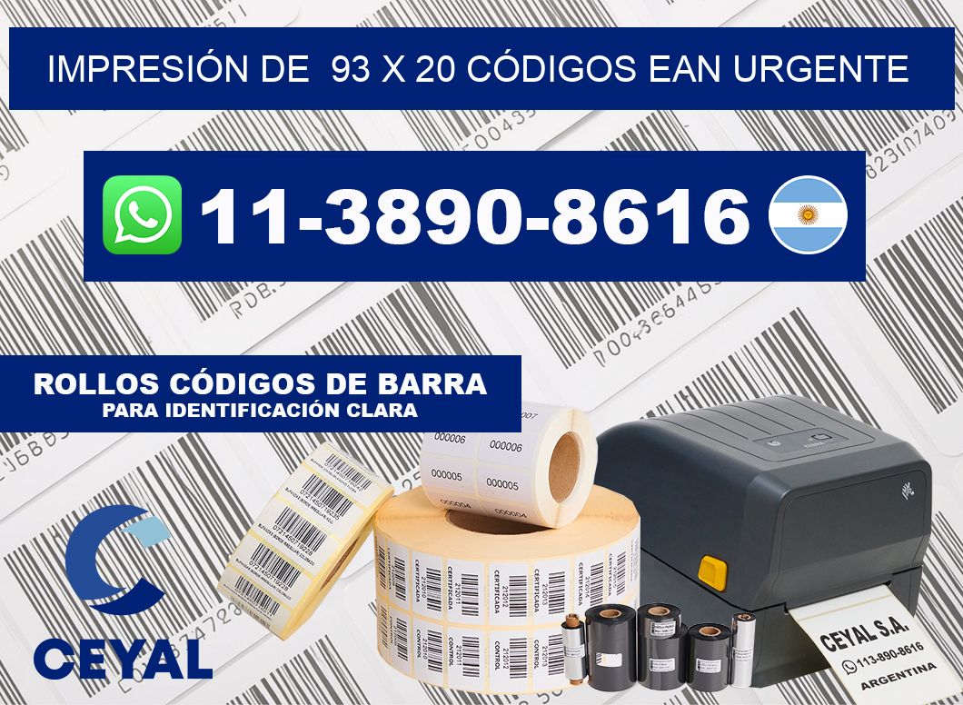 IMPRESIÓN DE  93 x 20 CÓDIGOS EAN URGENTE
