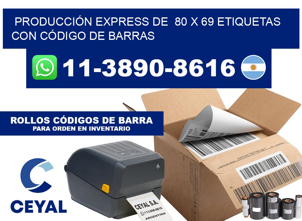 PRODUCCIÓN EXPRESS DE  80 x 69 ETIQUETAS CON CÓDIGO DE BARRAS