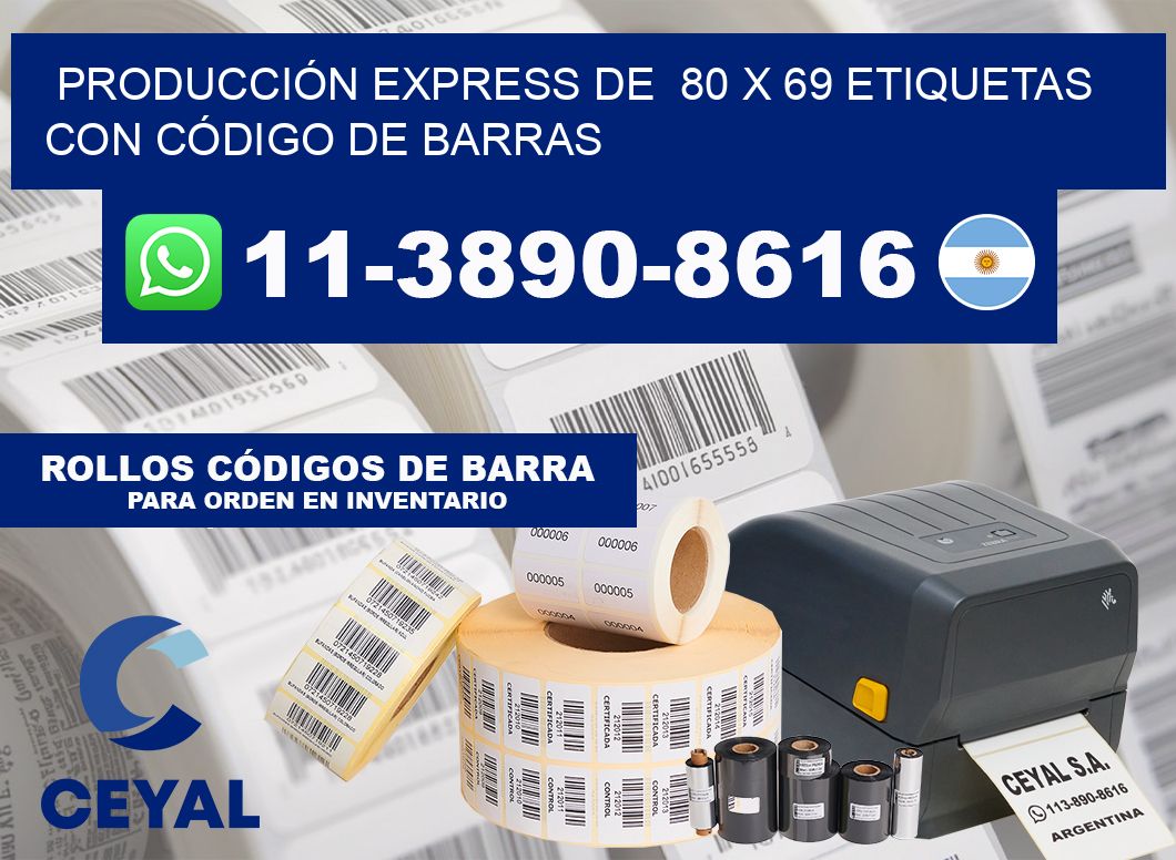 PRODUCCIÓN EXPRESS DE  80 x 69 ETIQUETAS CON CÓDIGO DE BARRAS