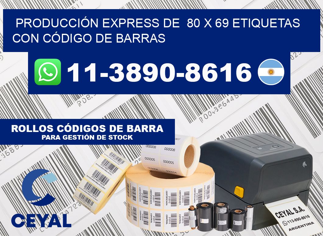 PRODUCCIÓN EXPRESS DE  80 x 69 ETIQUETAS CON CÓDIGO DE BARRAS