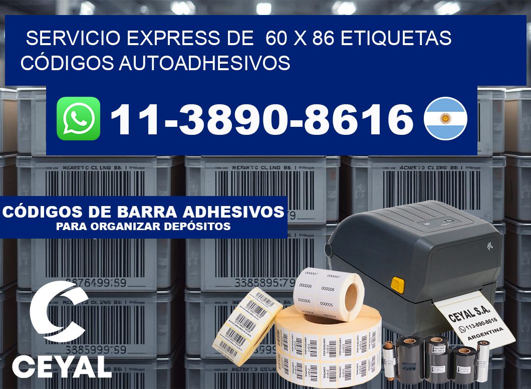 SERVICIO EXPRESS DE  60 x 86 ETIQUETAS CÓDIGOS AUTOADHESIVOS