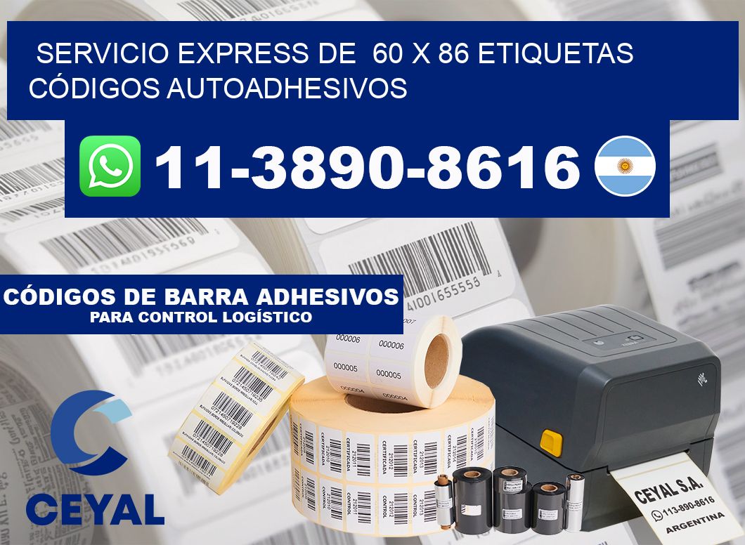 SERVICIO EXPRESS DE  60 x 86 ETIQUETAS CÓDIGOS AUTOADHESIVOS