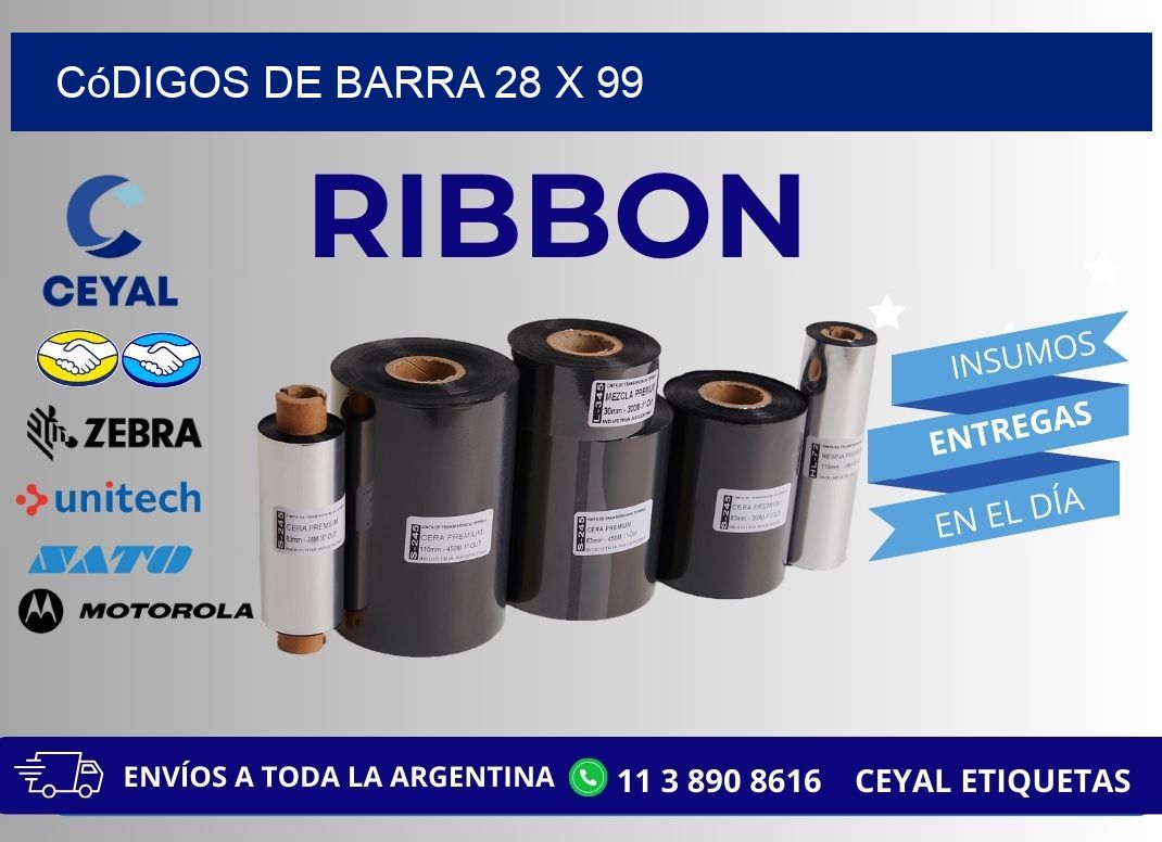 códigos de barra 28 x 99