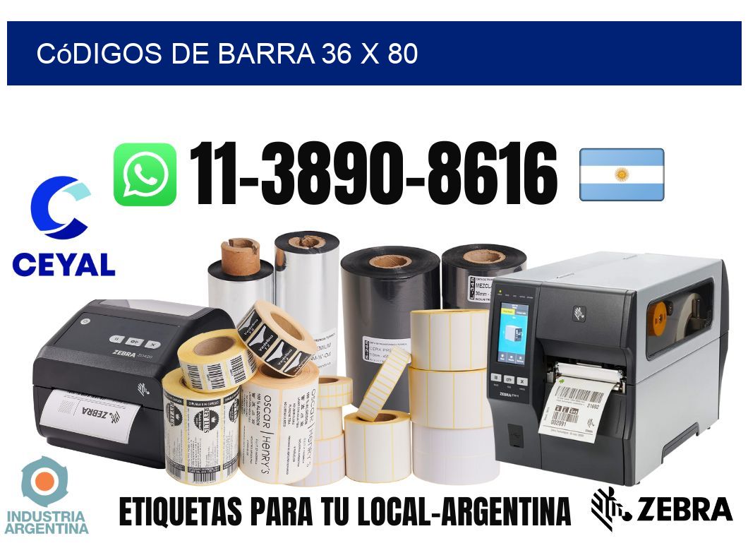 códigos de barra 36 x 80