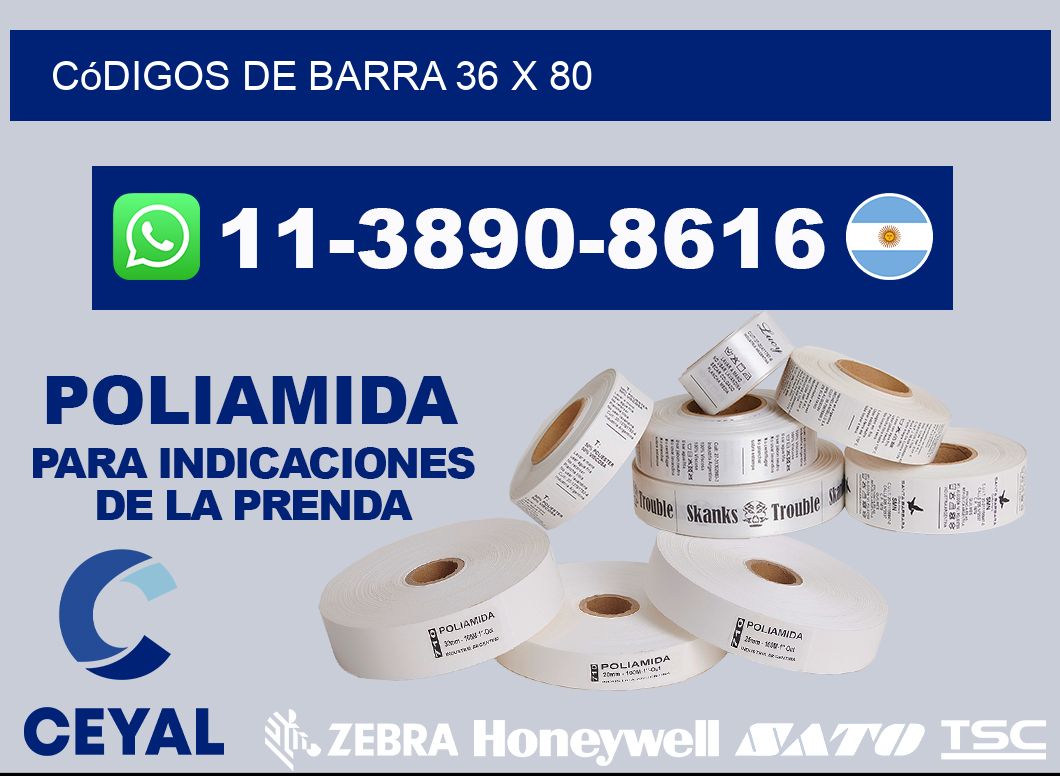 códigos de barra 36 x 80