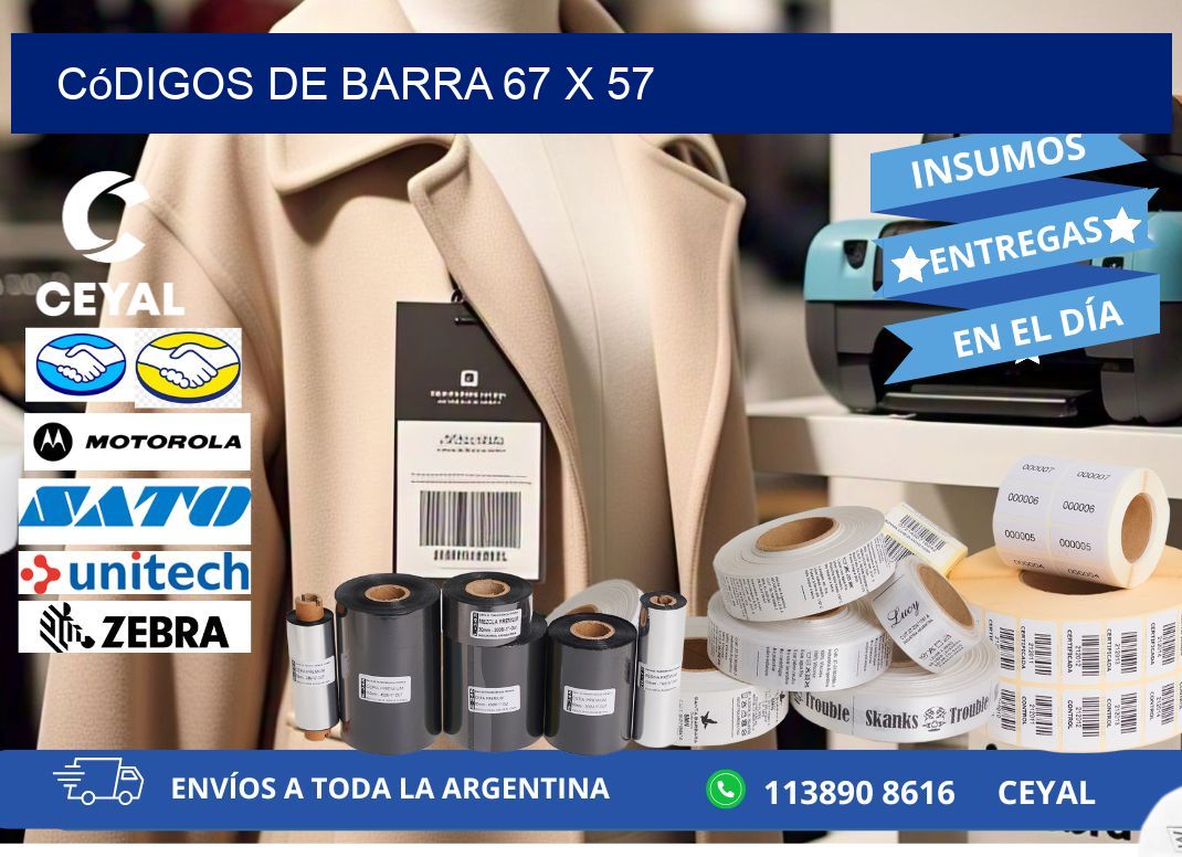 códigos de barra 67 x 57