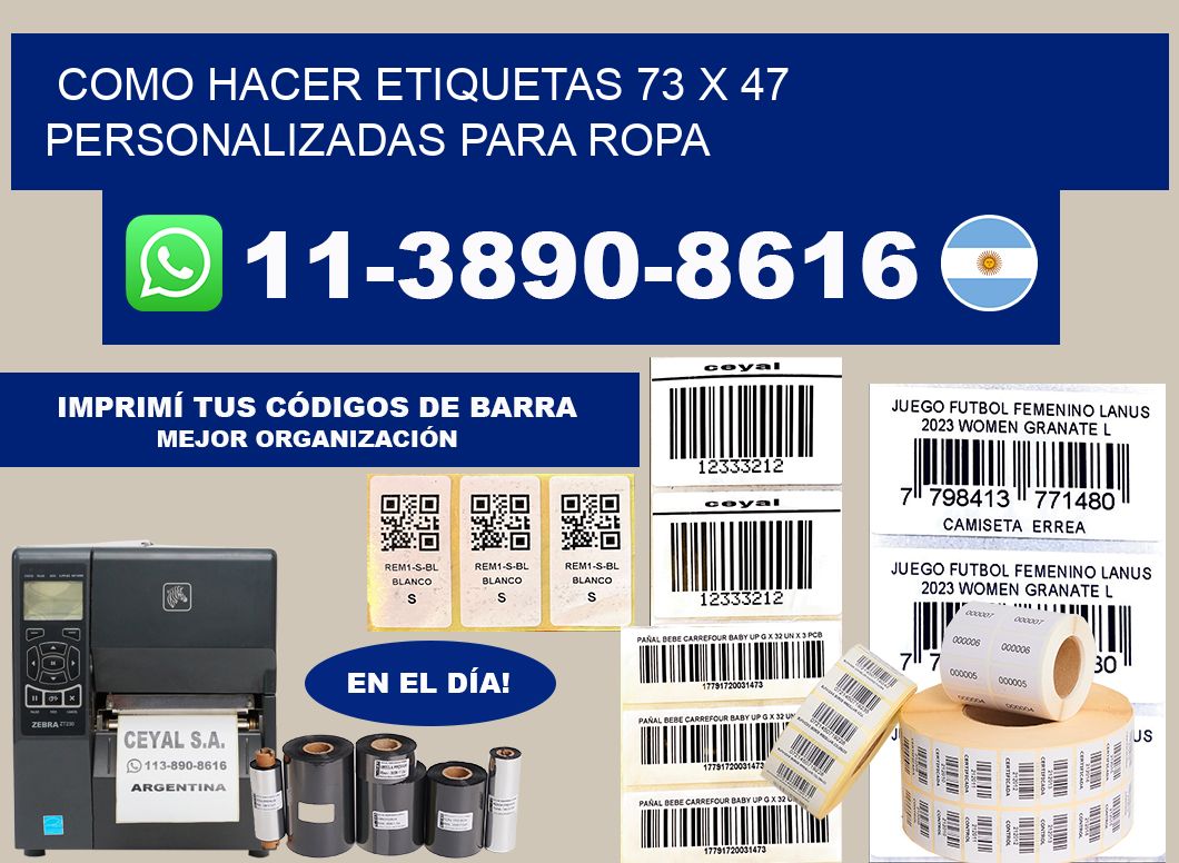 como hacer etiquetas 73 x 47 personalizadas para ropa