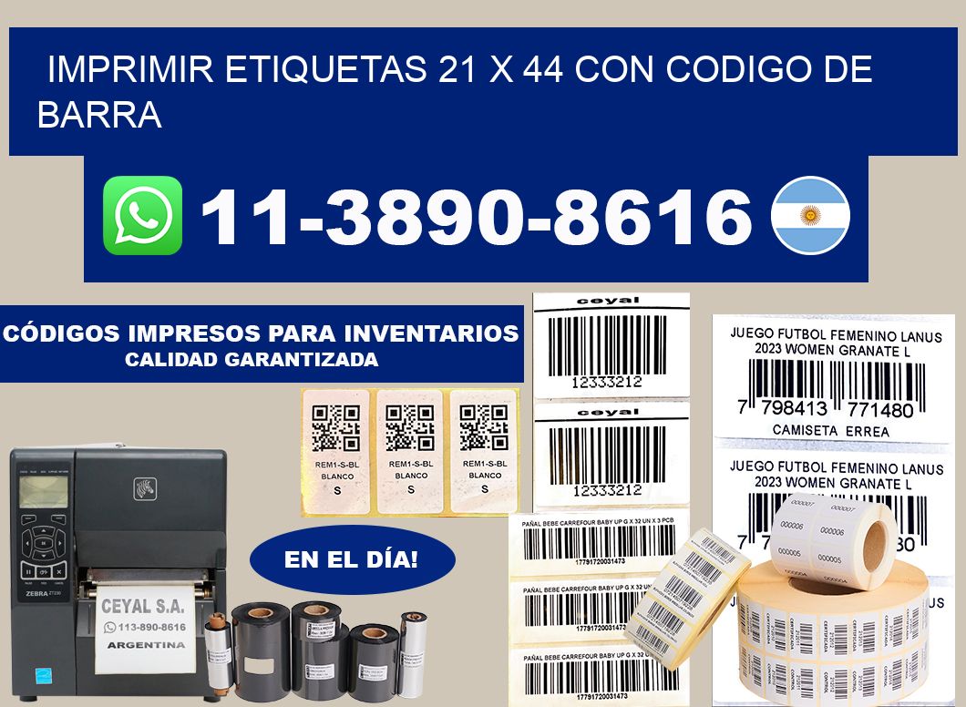 imprimir etiquetas 21 x 44 con codigo de barra