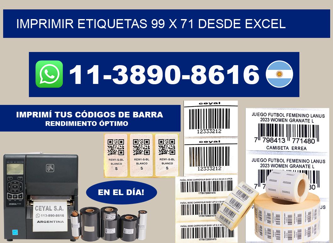 imprimir etiquetas 99 x 71 desde excel