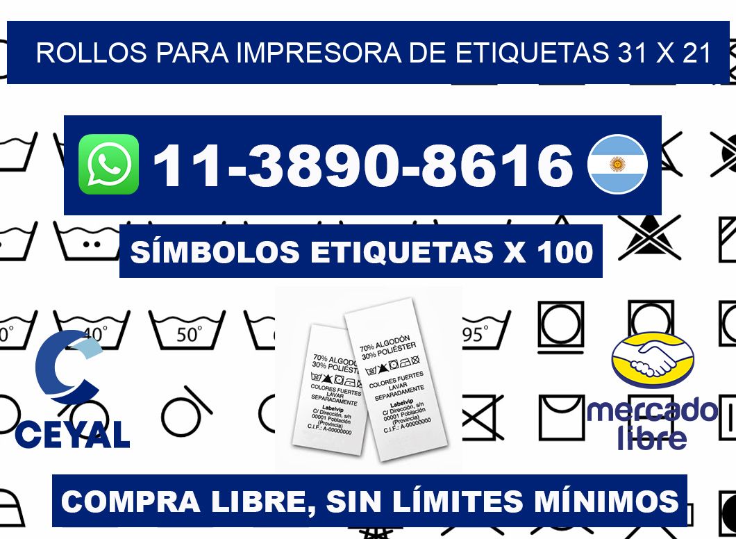 rollos para impresora de etiquetas 31 x 21