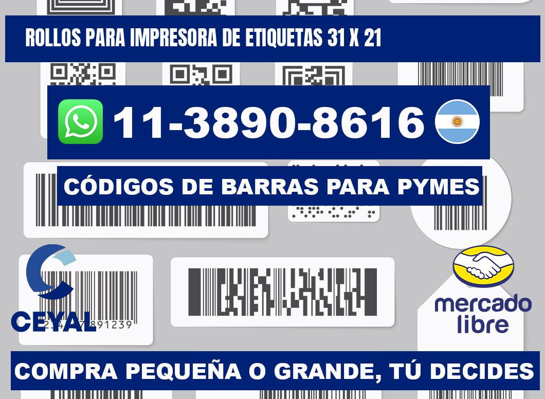rollos para impresora de etiquetas 31 x 21
