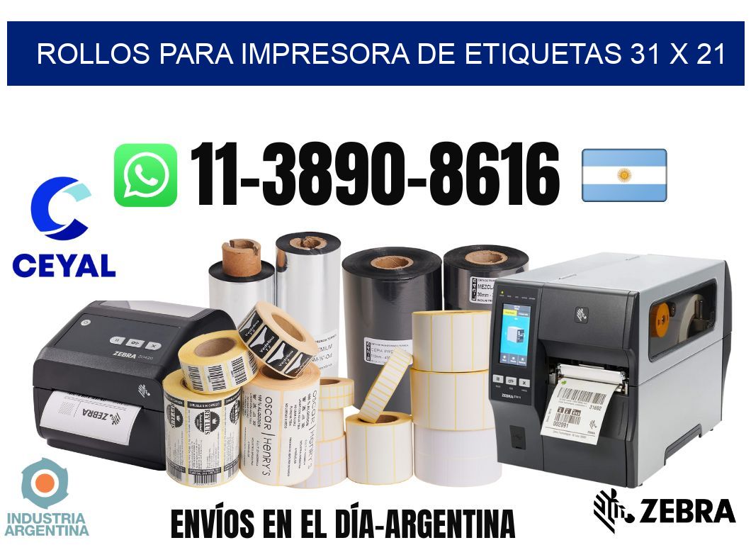 rollos para impresora de etiquetas 31 x 21