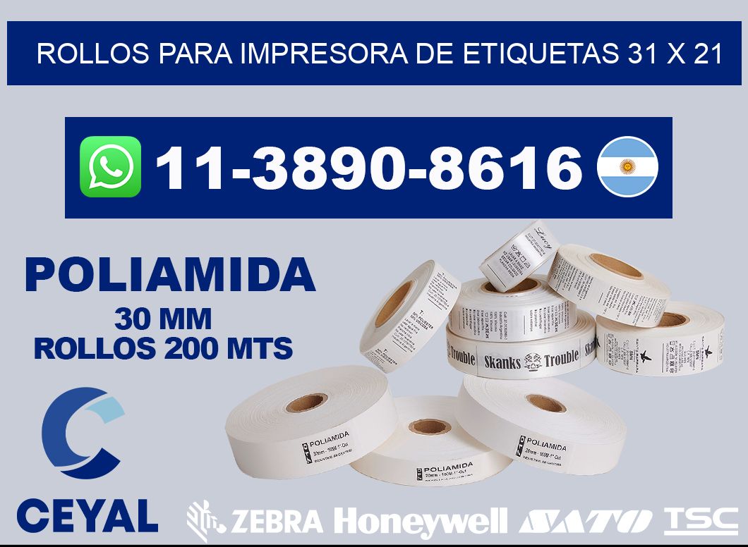 rollos para impresora de etiquetas 31 x 21
