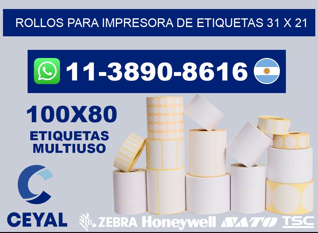 rollos para impresora de etiquetas 31 x 21