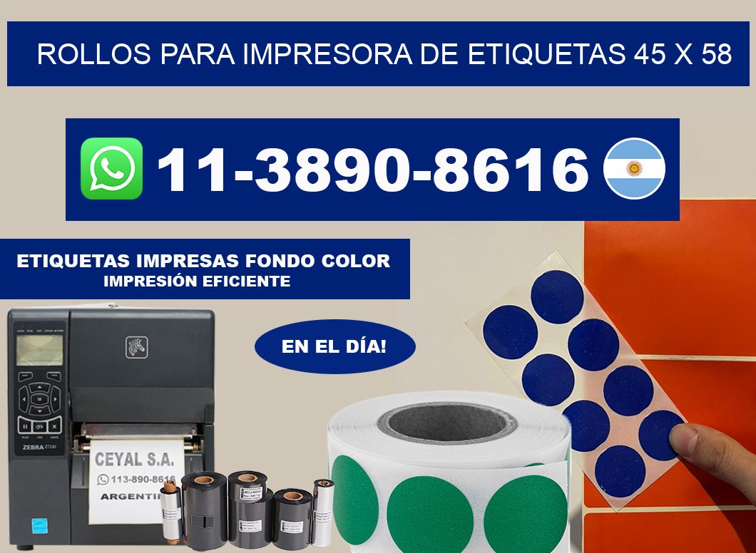 rollos para impresora de etiquetas 45 x 58