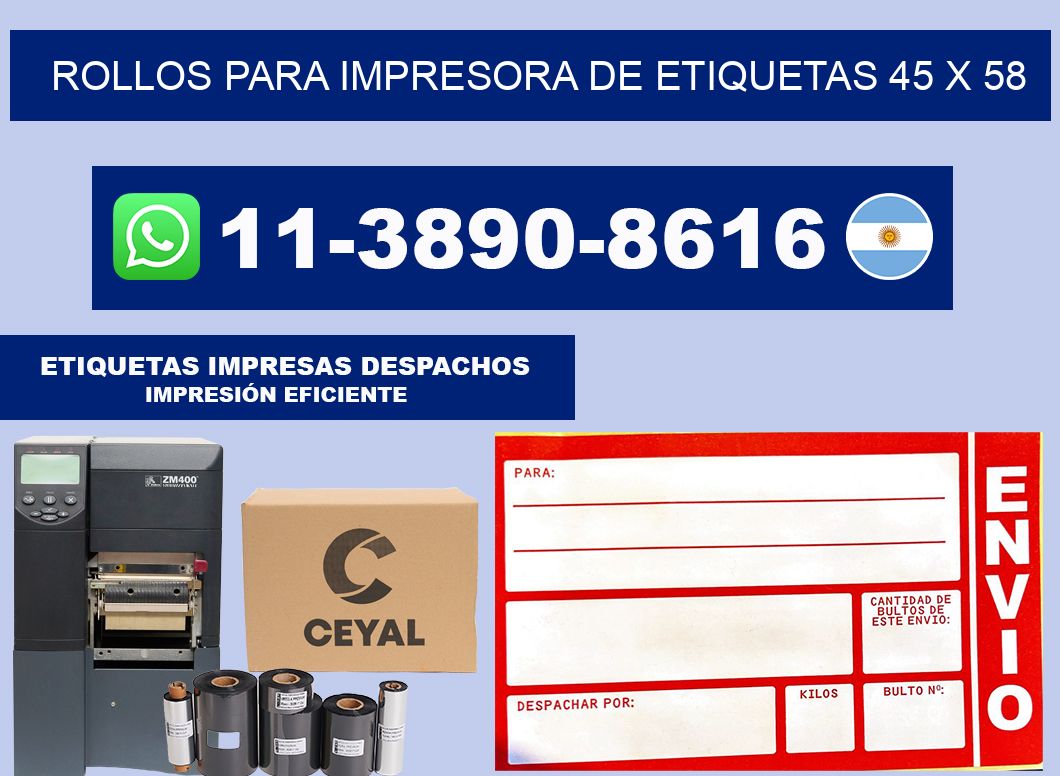 rollos para impresora de etiquetas 45 x 58