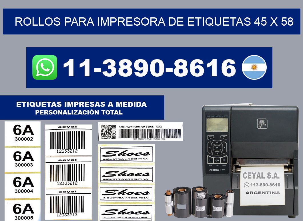 rollos para impresora de etiquetas 45 x 58