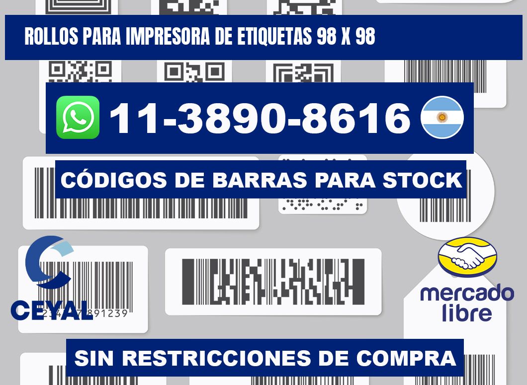 rollos para impresora de etiquetas 98 x 98