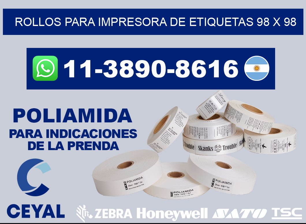 rollos para impresora de etiquetas 98 x 98
