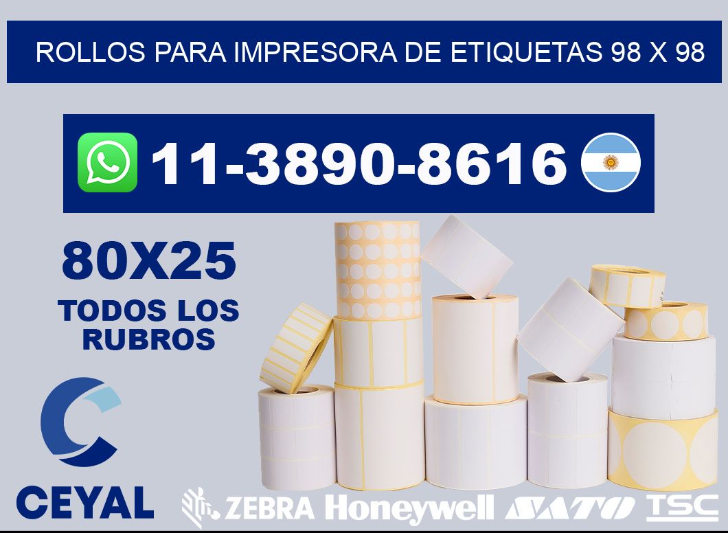 rollos para impresora de etiquetas 98 x 98