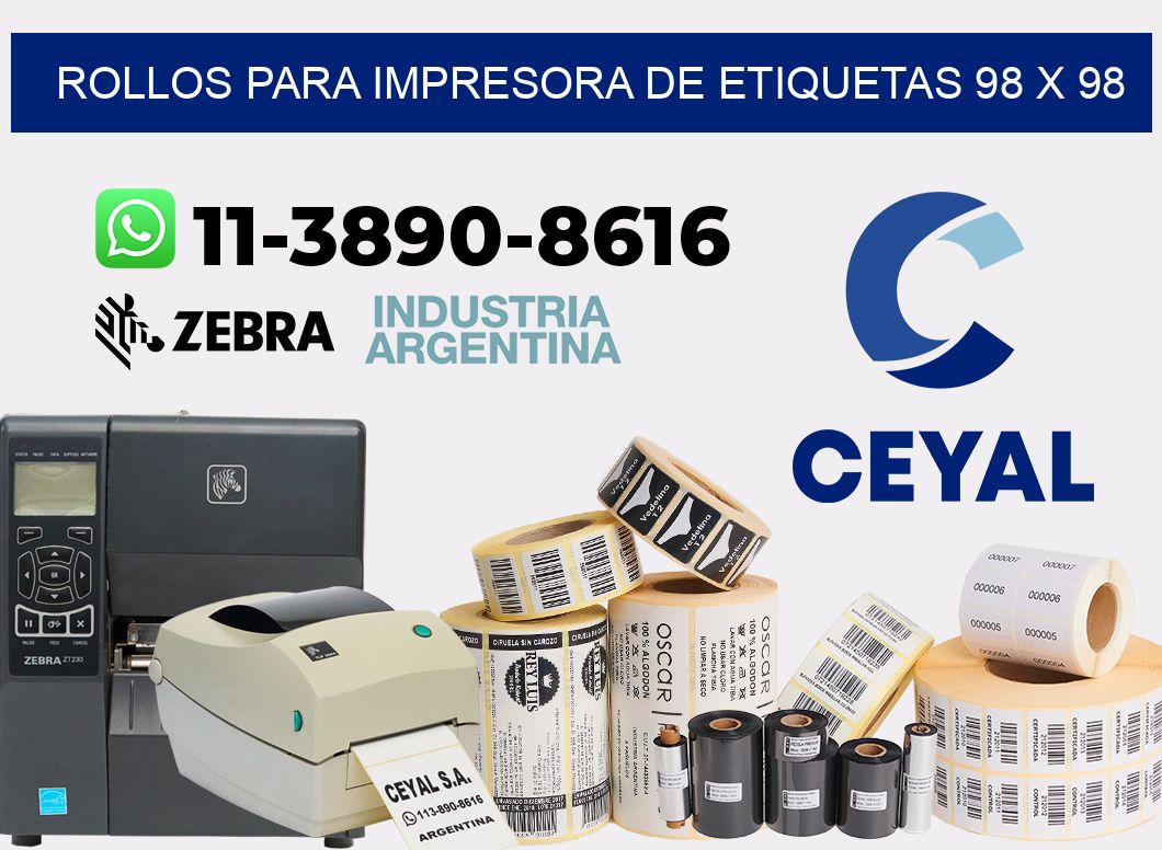 rollos para impresora de etiquetas 98 x 98