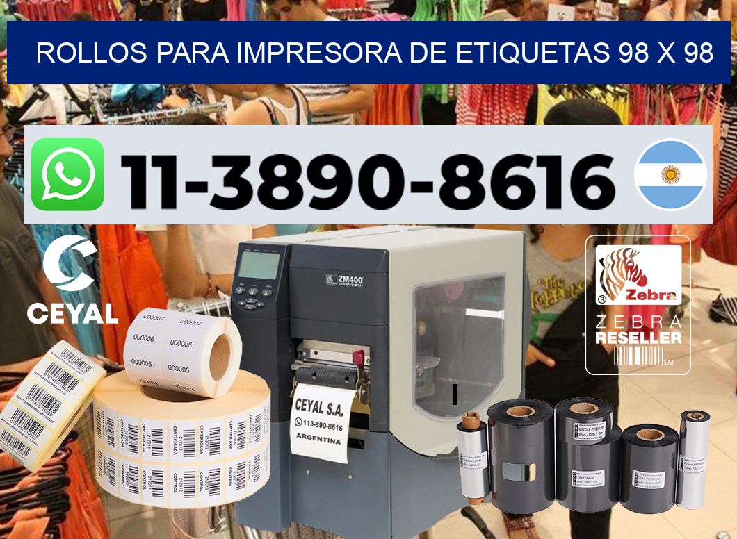rollos para impresora de etiquetas 98 x 98