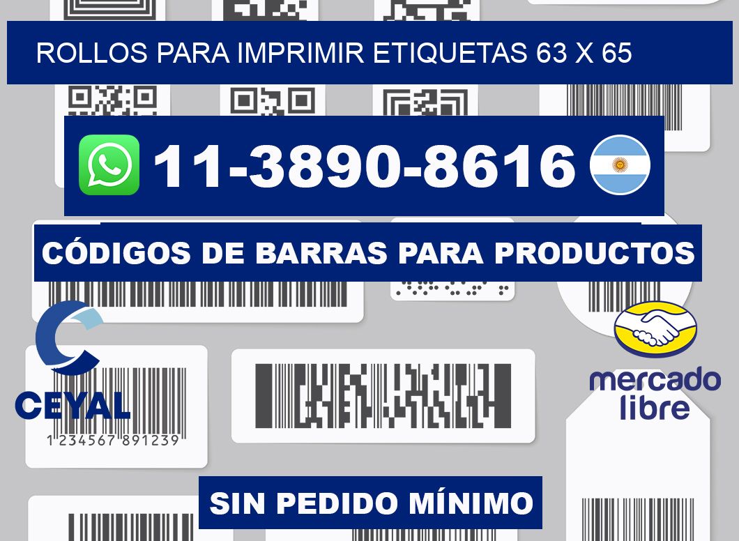 rollos para imprimir etiquetas 63 x 65