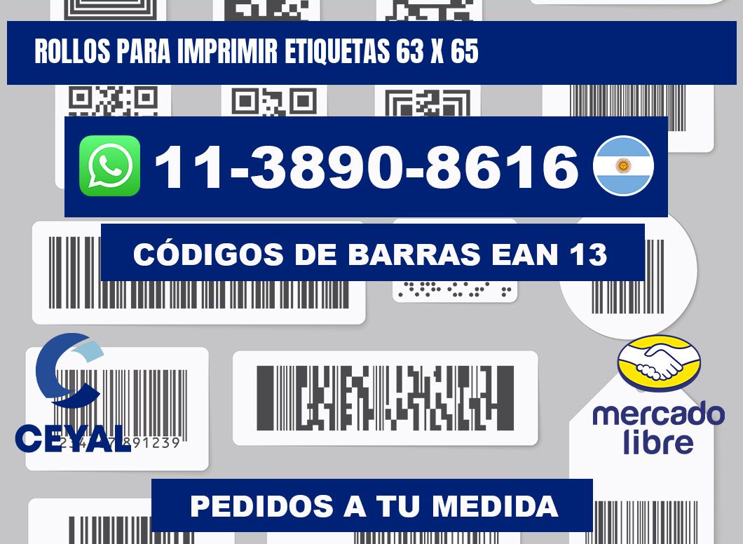 rollos para imprimir etiquetas 63 x 65