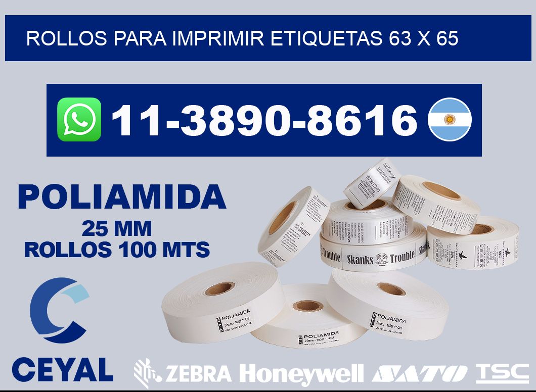 rollos para imprimir etiquetas 63 x 65
