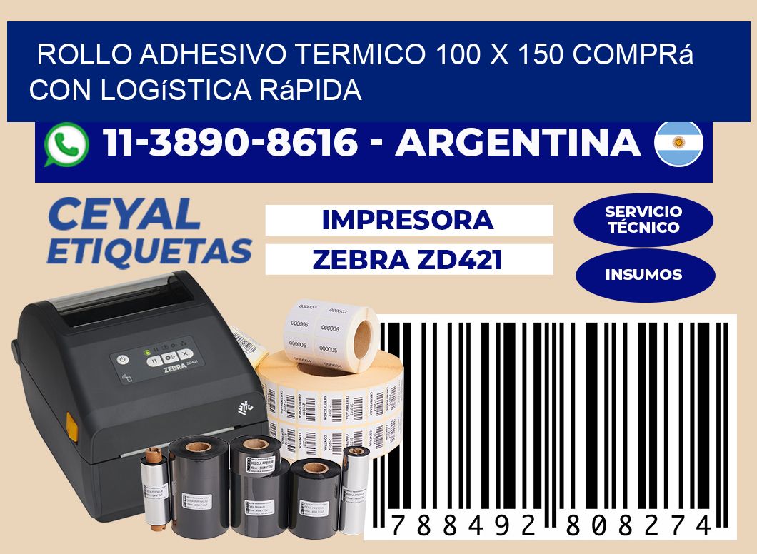 ROLLO ADHESIVO TERMICO 100 X 150 Comprá con logística rápida