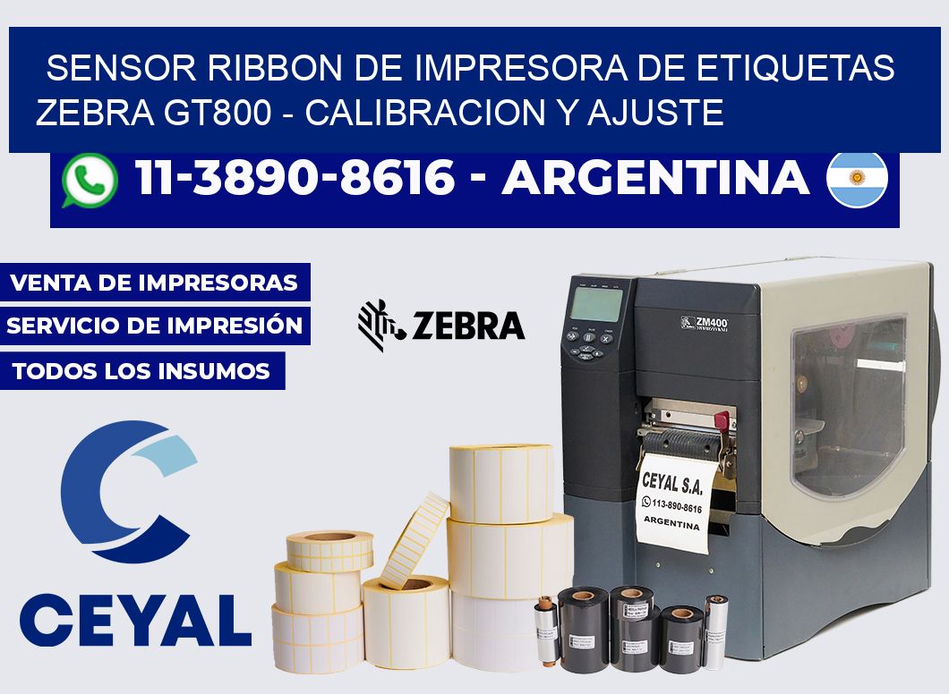 sensor ribbon de Impresora de etiquetas zebra GT800 - Calibracion y Ajuste