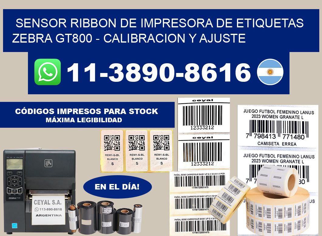 sensor ribbon de Impresora de etiquetas zebra GT800 - Calibracion y Ajuste