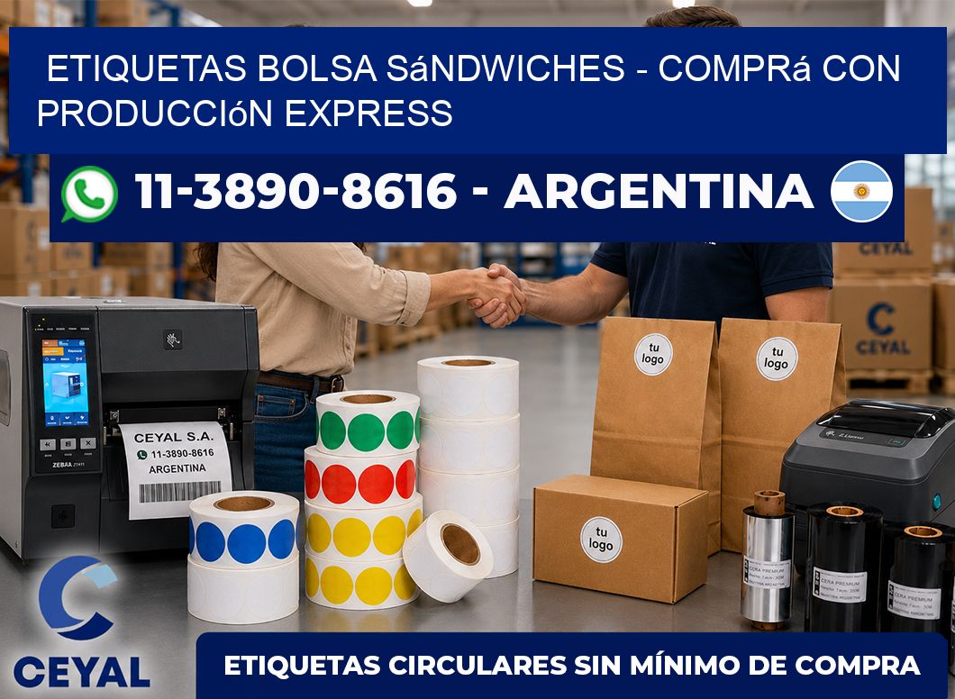 Etiquetas Bolsa sándwiches - Comprá con producción express