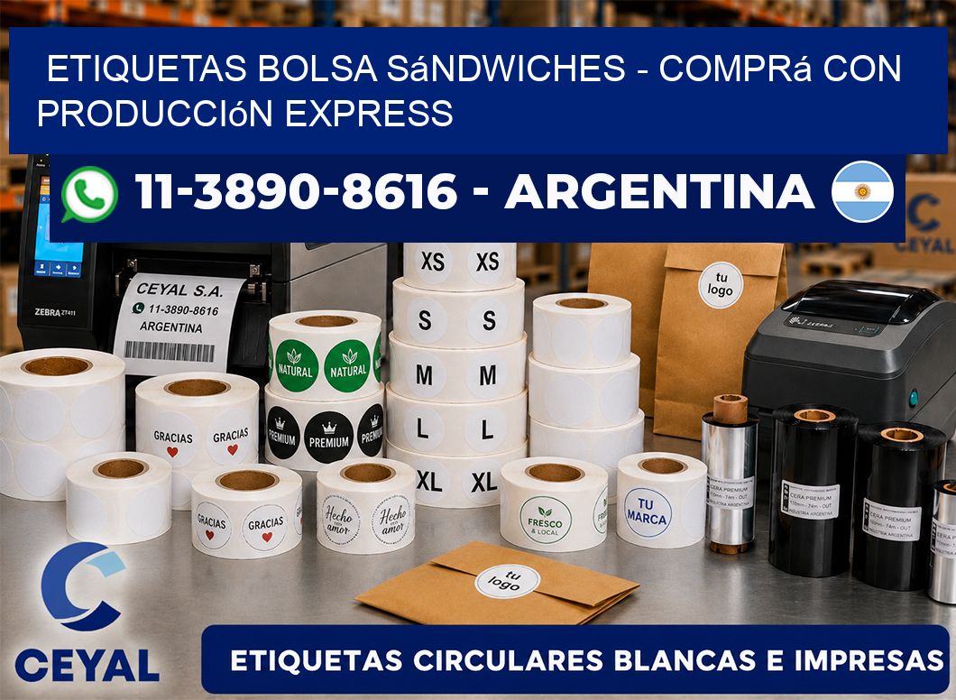 Etiquetas Bolsa sándwiches - Comprá con producción express