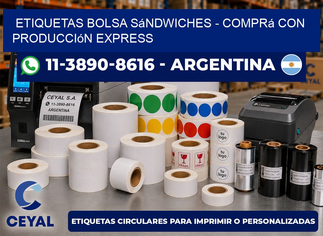 Etiquetas Bolsa sándwiches - Comprá con producción express