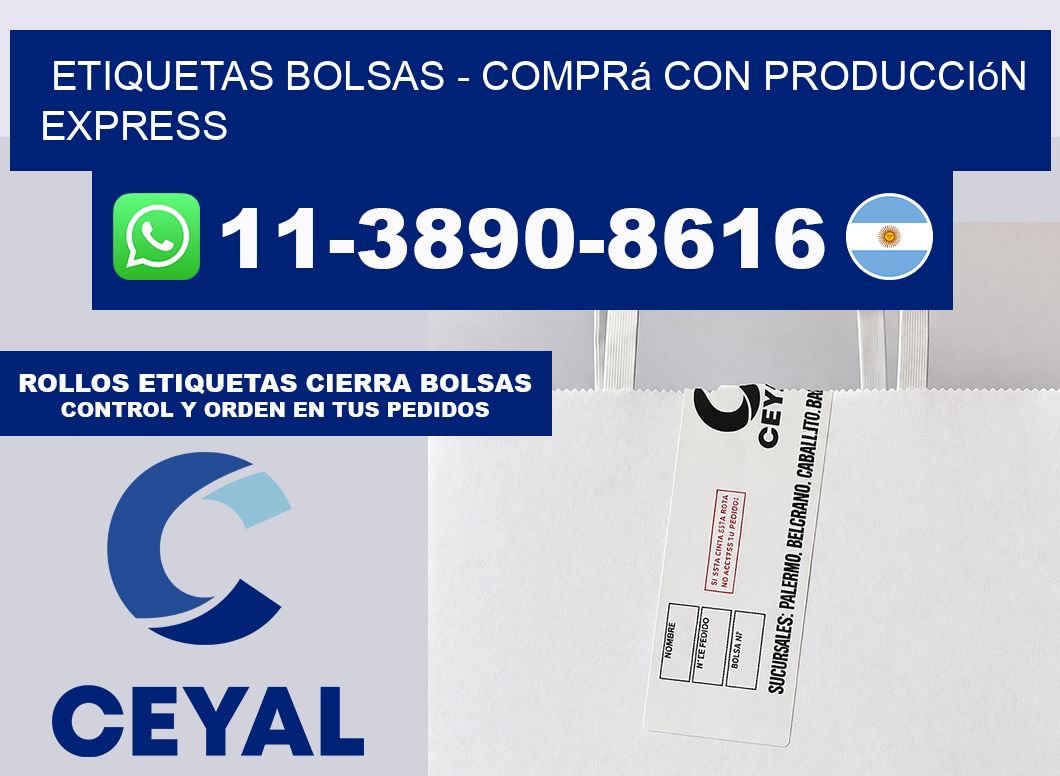 ETIQUETAS BOLSAS - Comprá con producción express