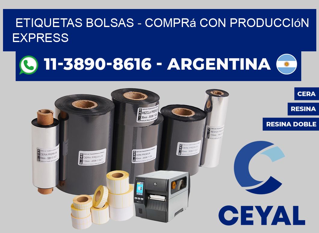 ETIQUETAS BOLSAS - Comprá con producción express