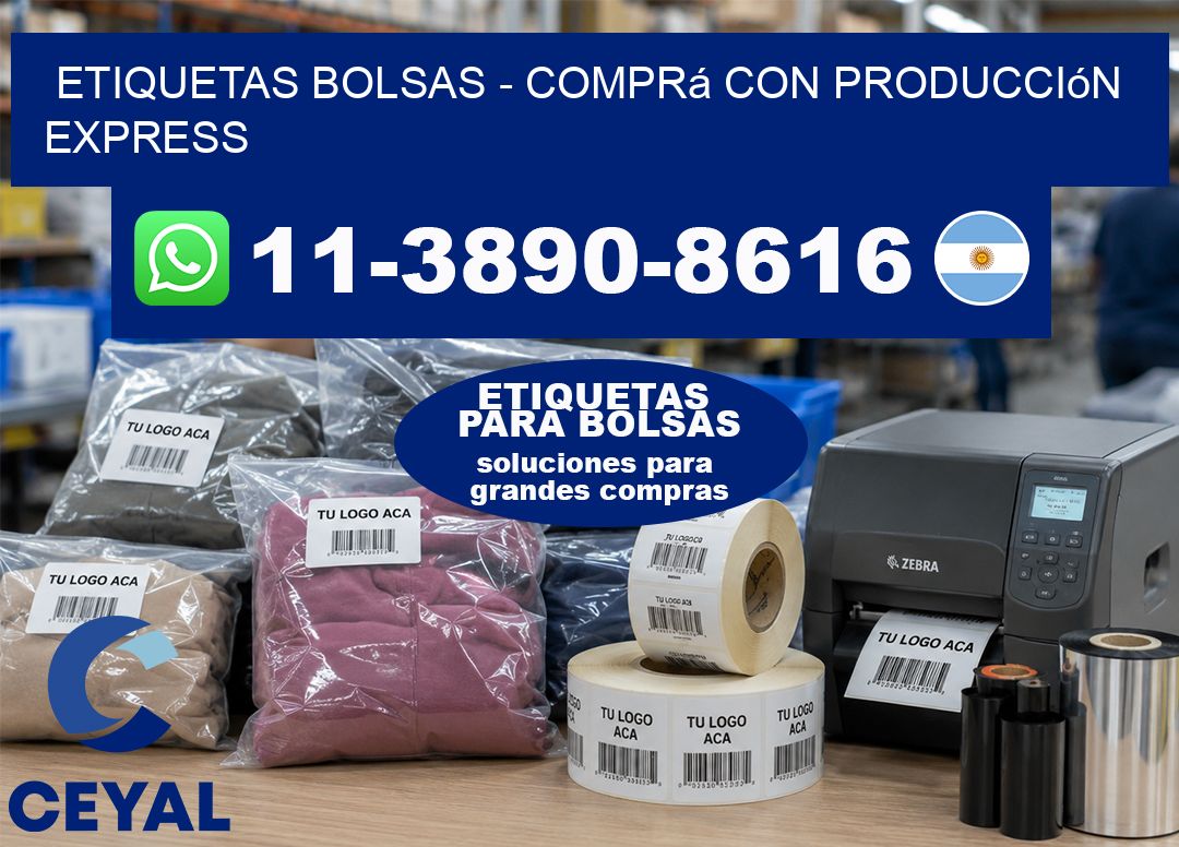 ETIQUETAS BOLSAS – Comprá con producción express