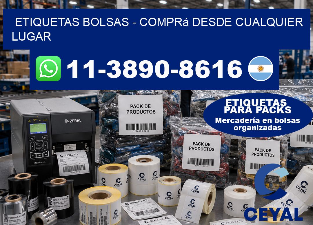 ETIQUETAS BOLSAS - Comprá desde cualquier lugar